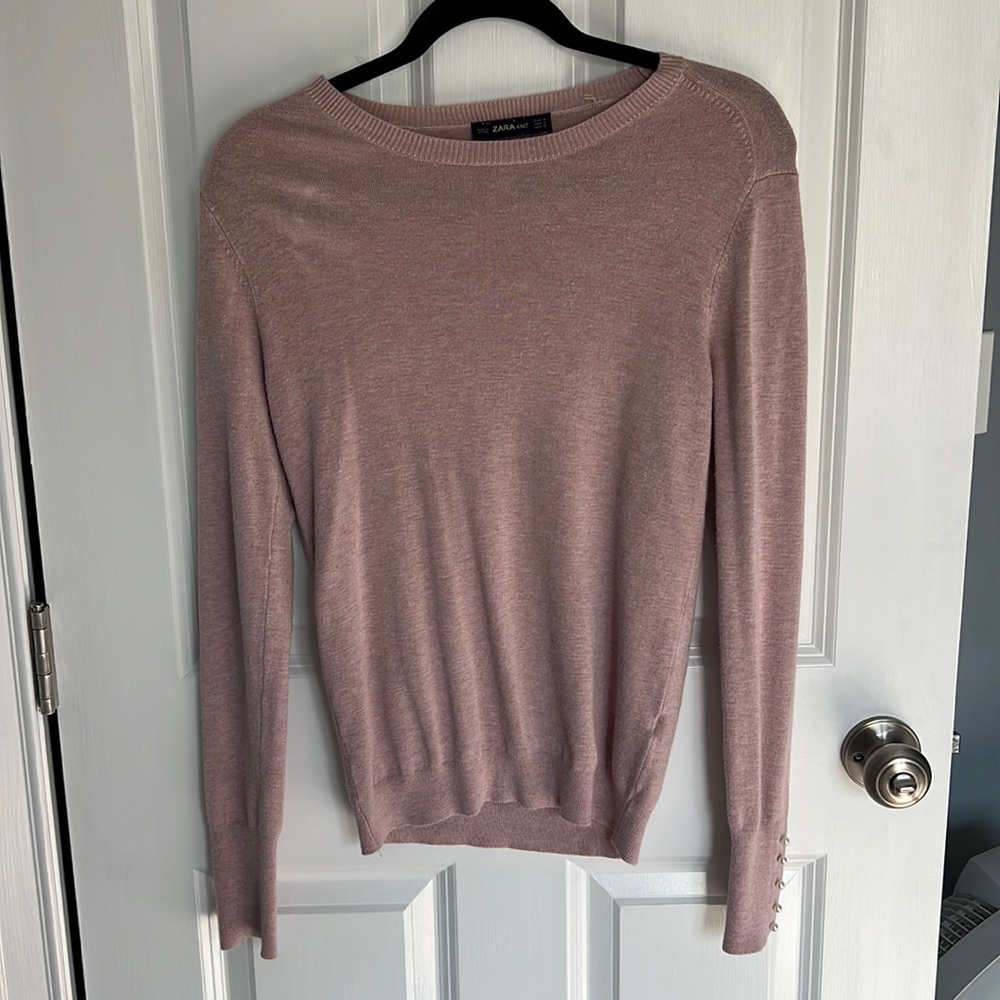 Zara soft pink knit sweater